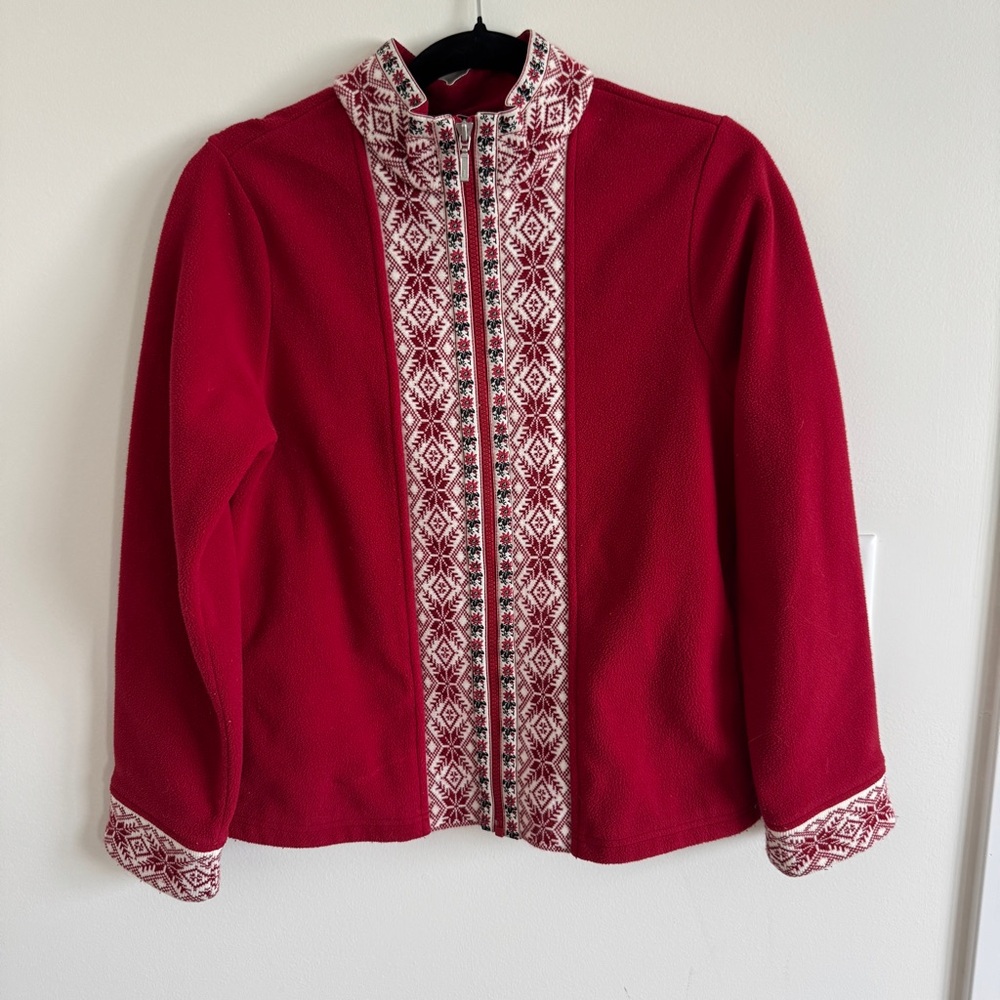 L.L. Bean Nordic Snowflake Full Zip Fleece